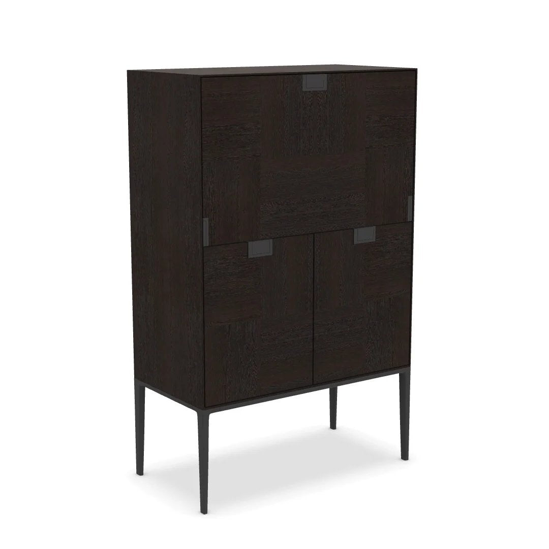 Alcor Storage Unit with 2 Hinged Doors and 1 Flap Door in Natural Wenge Maxalto