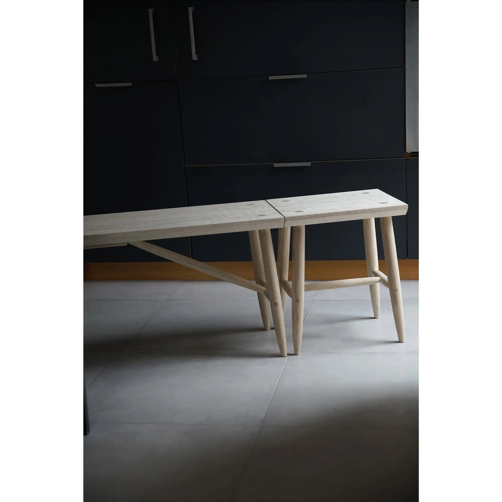 Solid Bleached Oak Bench with Stool - JANGEORGe Interiors & Furniture