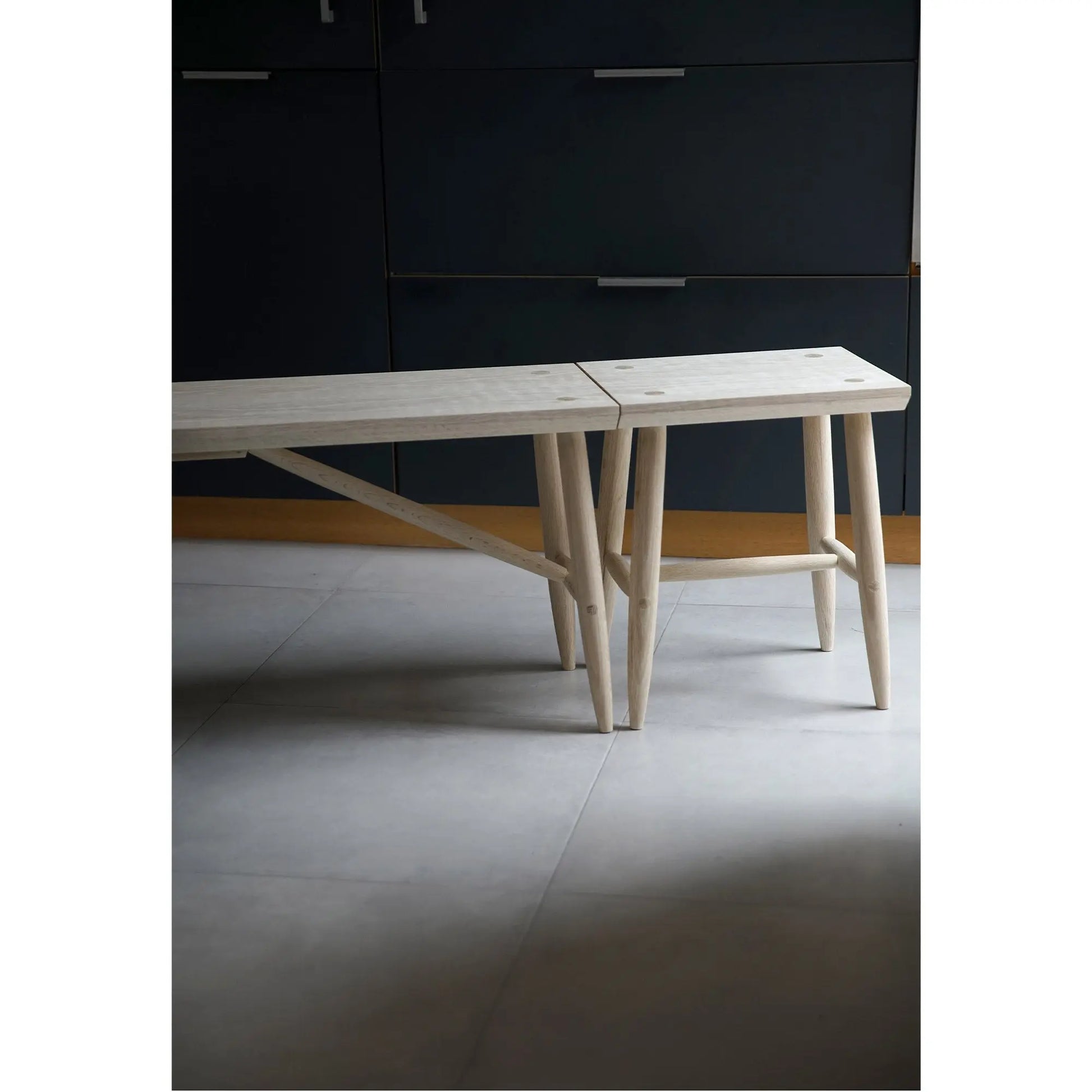 Solid Bleached Oak Bench with Stool - JANGEORGe Interiors & Furniture