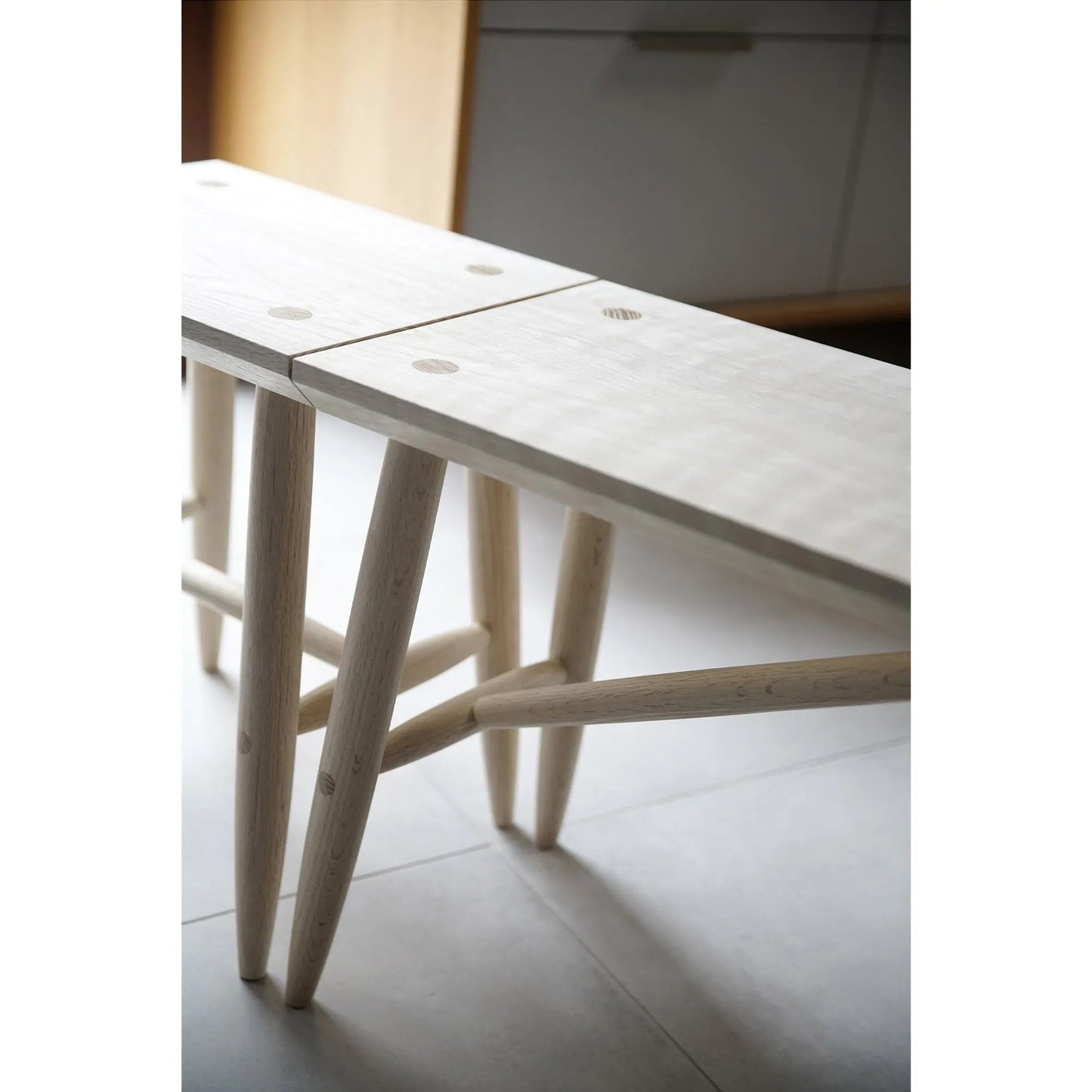 Solid Bleached Oak Bench with Stool - JANGEORGe Interiors & Furniture