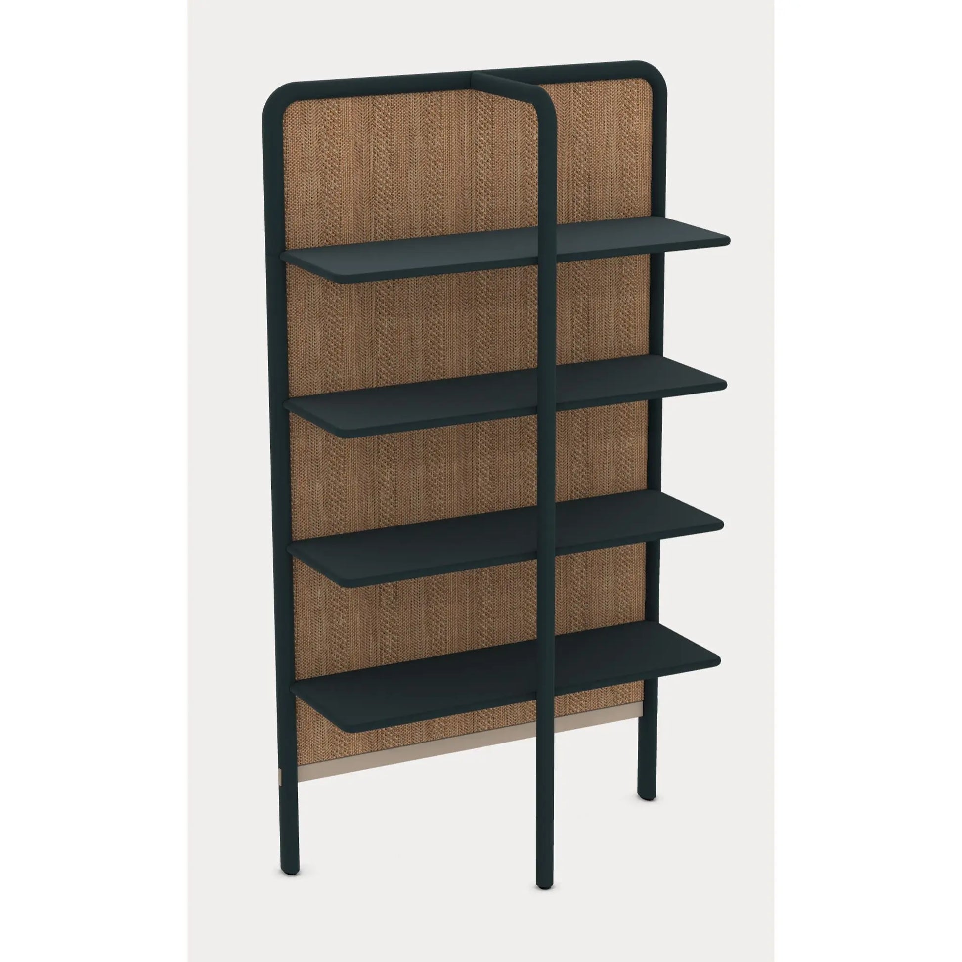 Gervasoni Daen 72 Bookshelf. Blueberry lacquered frame with Vibes Arena Back Panel. Blue Bookshelf USA.