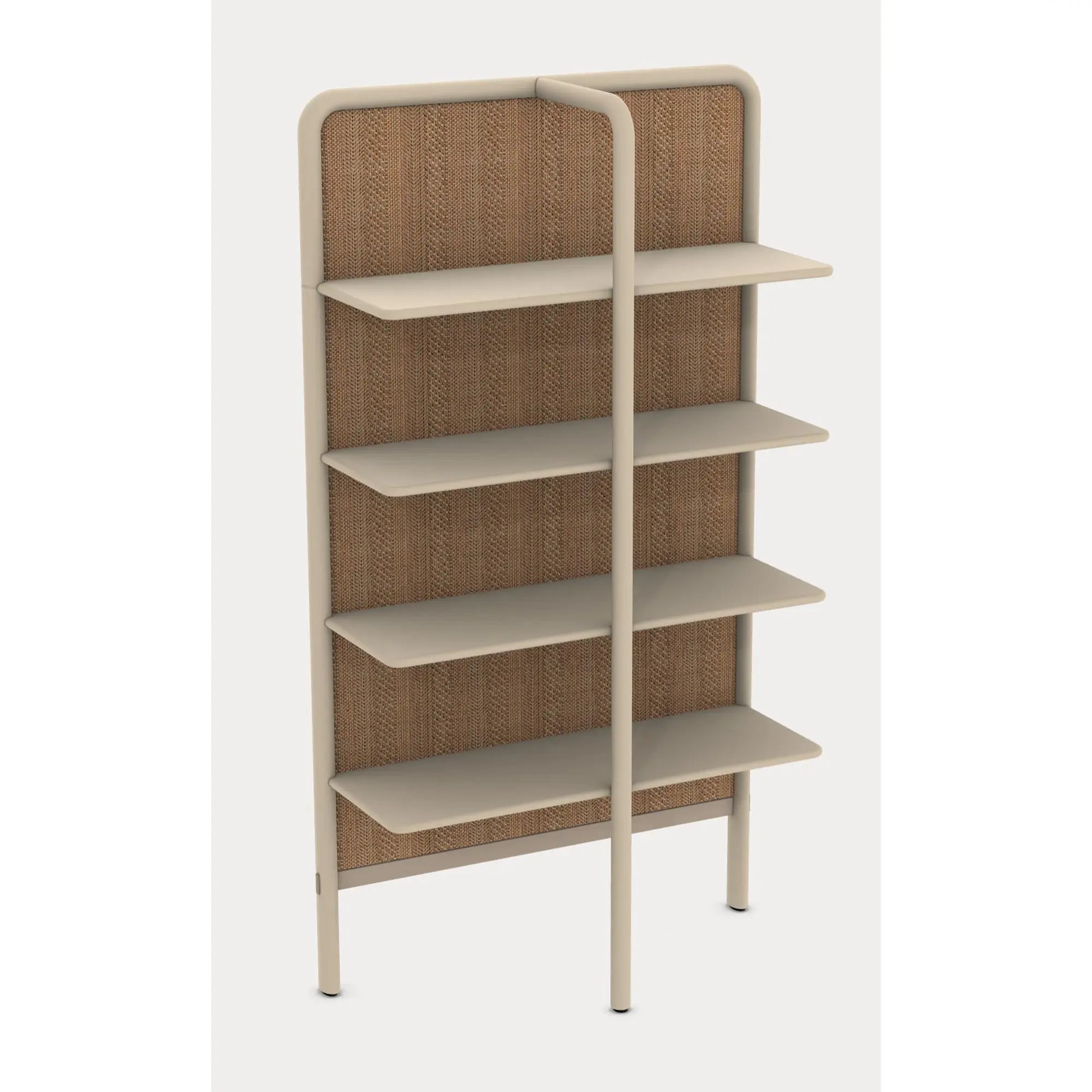 Gervasoni Daen 72 Bookshelf. Ginger lacquered frame with Vibes Arena Back Panel.  White Bookshelf USA.