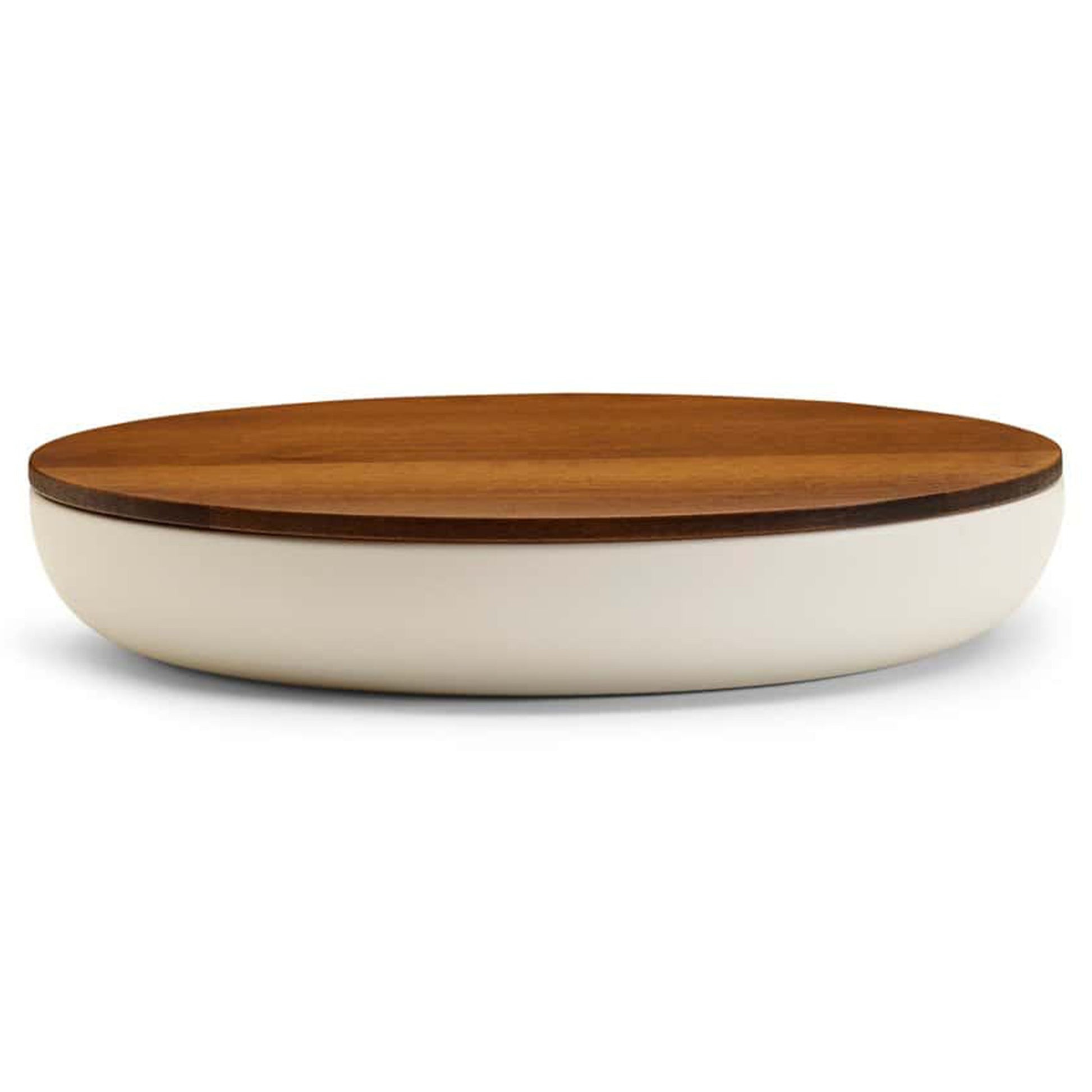 VVD Pottery - Ceramic 30x5cm with 1cm Walnut Lid (3051) - JANGEORGe Interiors & Furniture