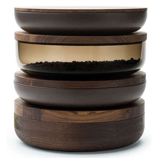 VVD Pottery - Ceramic 30x5cm with 1cm Walnut Lid (3051) - JANGEORGe Interiors & Furniture