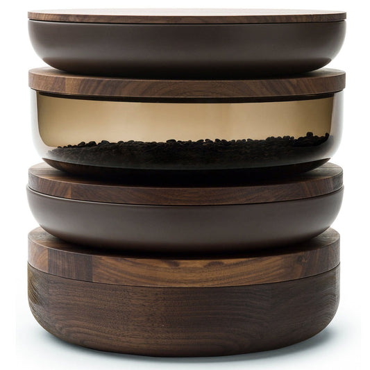 VVD Pottery - Ceramic 30x7cm with 3cm Walnut Lid (3073) - JANGEORGe Interiors & Furniture