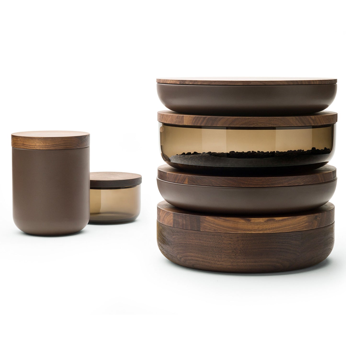 VVD Pottery - Ceramic 15x7cm with 2cm Walnut Lid (1572) - JANGEORGe Interiors & Furniture