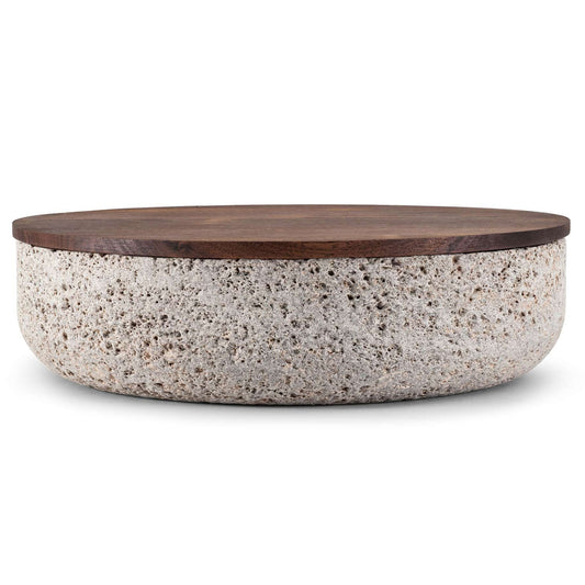 VVD Pottery - Natural Stone 30x7cm with 1cm Walnut Lid (3071) - JANGEORGe Interiors & Furniture