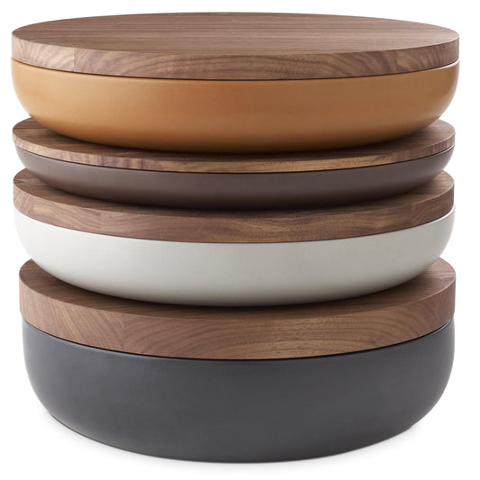 VVD Pottery - Ceramic 30x2cm with 1cm Walnut Lid (3021) - JANGEORGe Interiors & Furniture