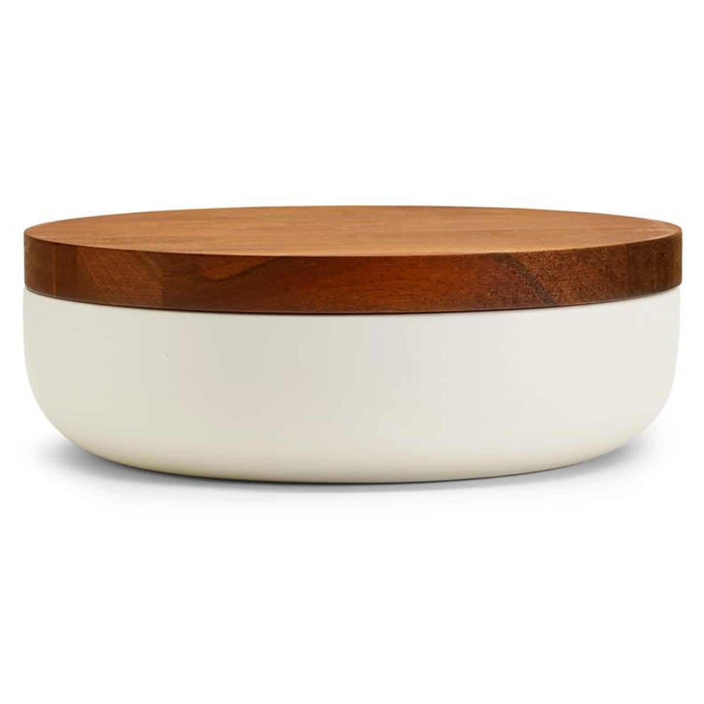 VVD Pottery - Ceramic 30x7cm with 3cm Walnut Lid (3073) - JANGEORGe Interiors & Furniture