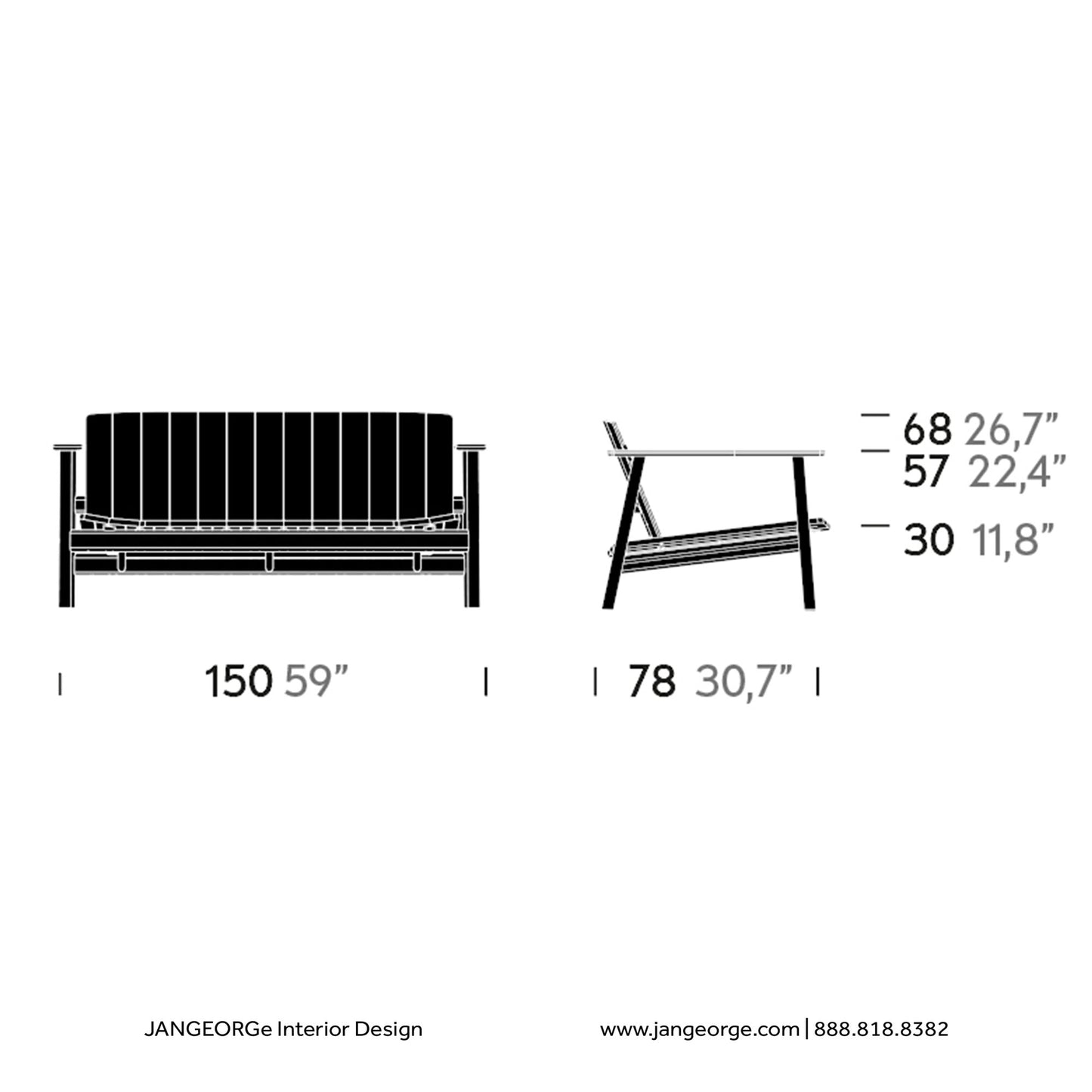 JANGEORGe Interiors & Furniture Kettal Riva 2 Seater Sofa