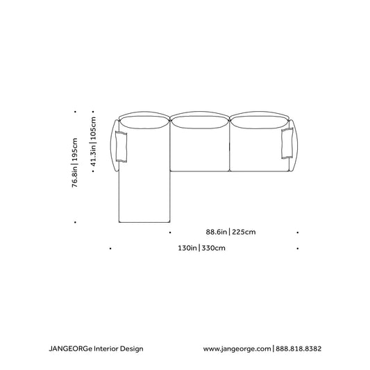 JANGEORGe Interiors & Furniture Moroso Gentry C20 Sofa Quick Ship Version Diagram Right